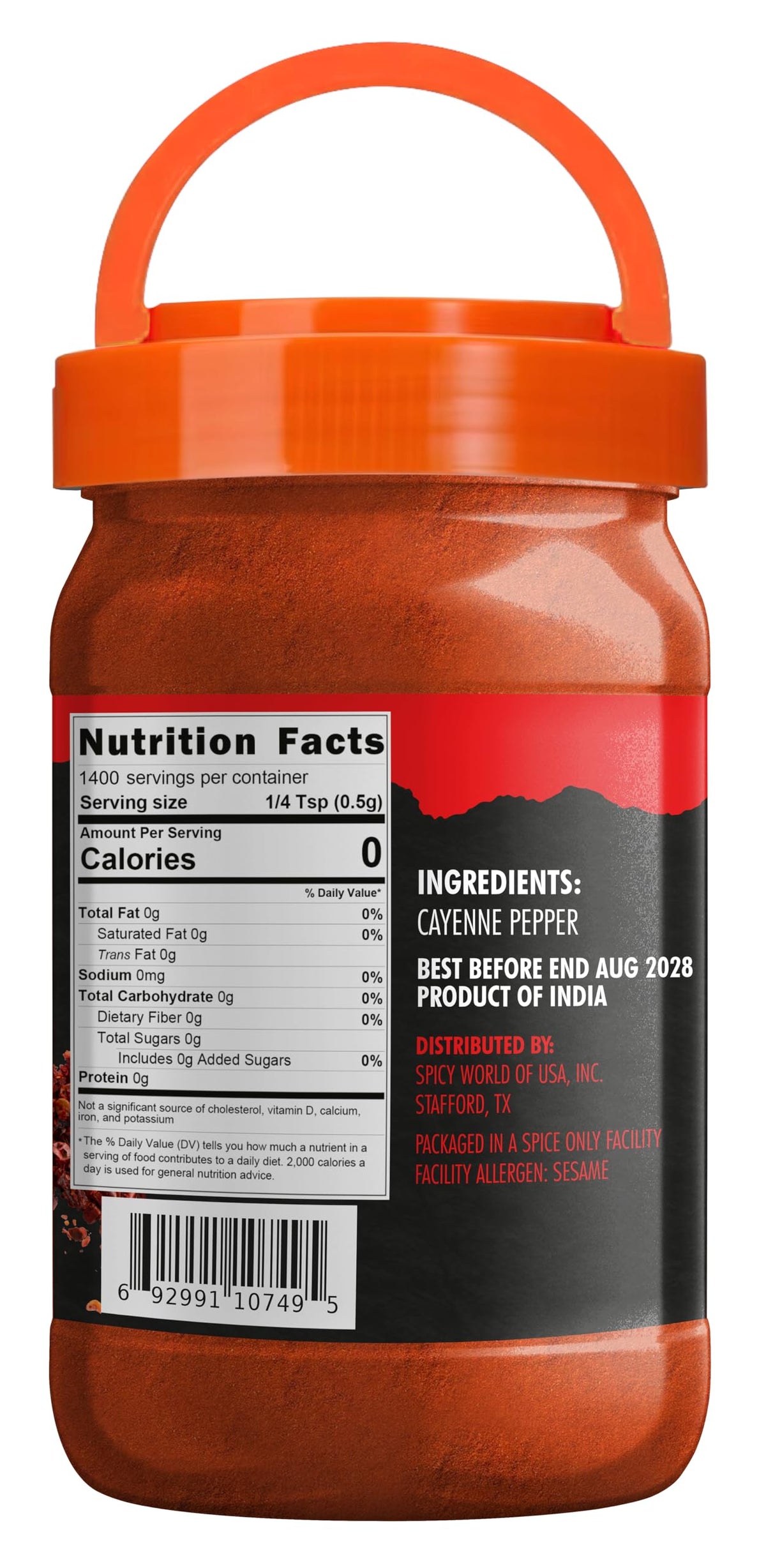 Cayenne Pepper Powder 2.5LB Jar 50,000 SHU Gluten Free Q630688