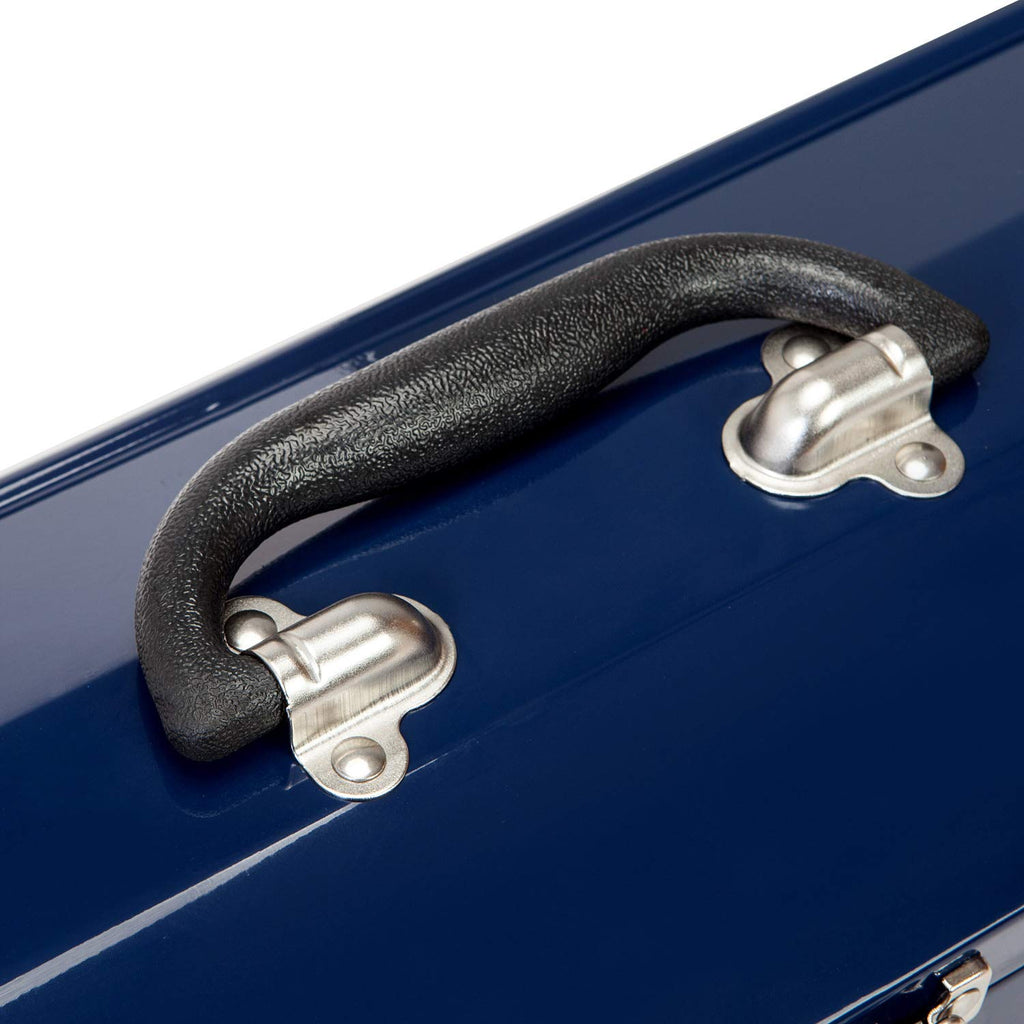 16" Portable Steel Tool Box with Metal Latch Closure, Blue I464