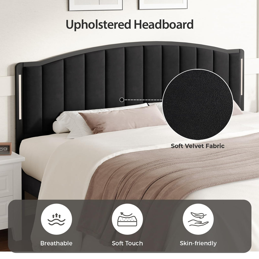 Upholstered Tufting Headboard Queen Size with Lights N38877