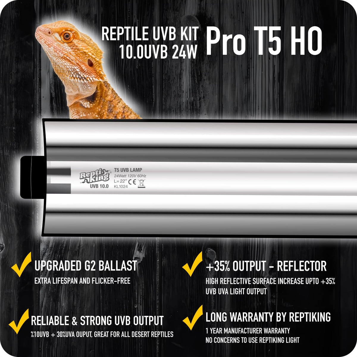 24W T5 10.0 UVB Reptile Light Fixture and Tube Kit B528834