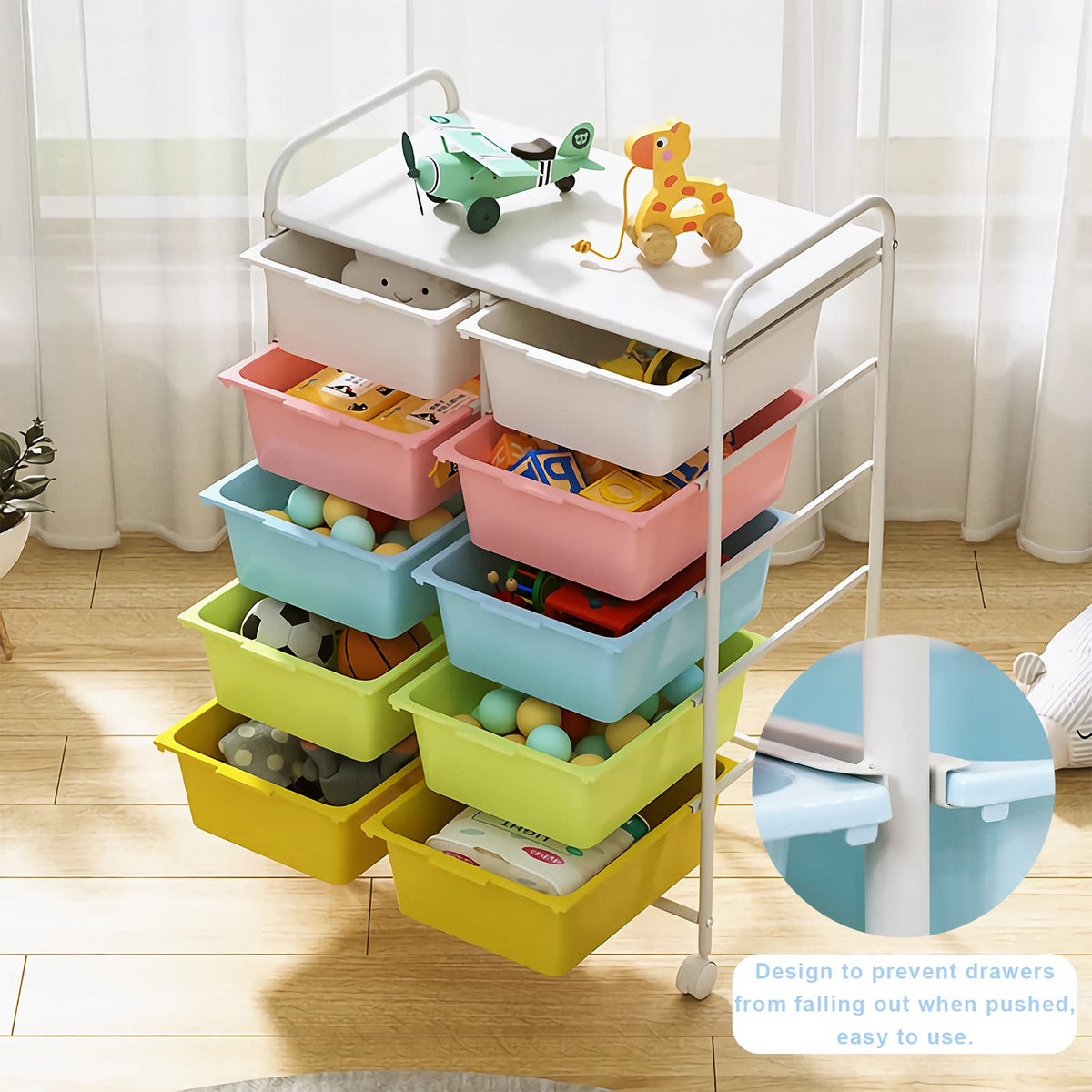 10 Drawers Rolling Plastic Storage Cart with Metal Frame Y4688