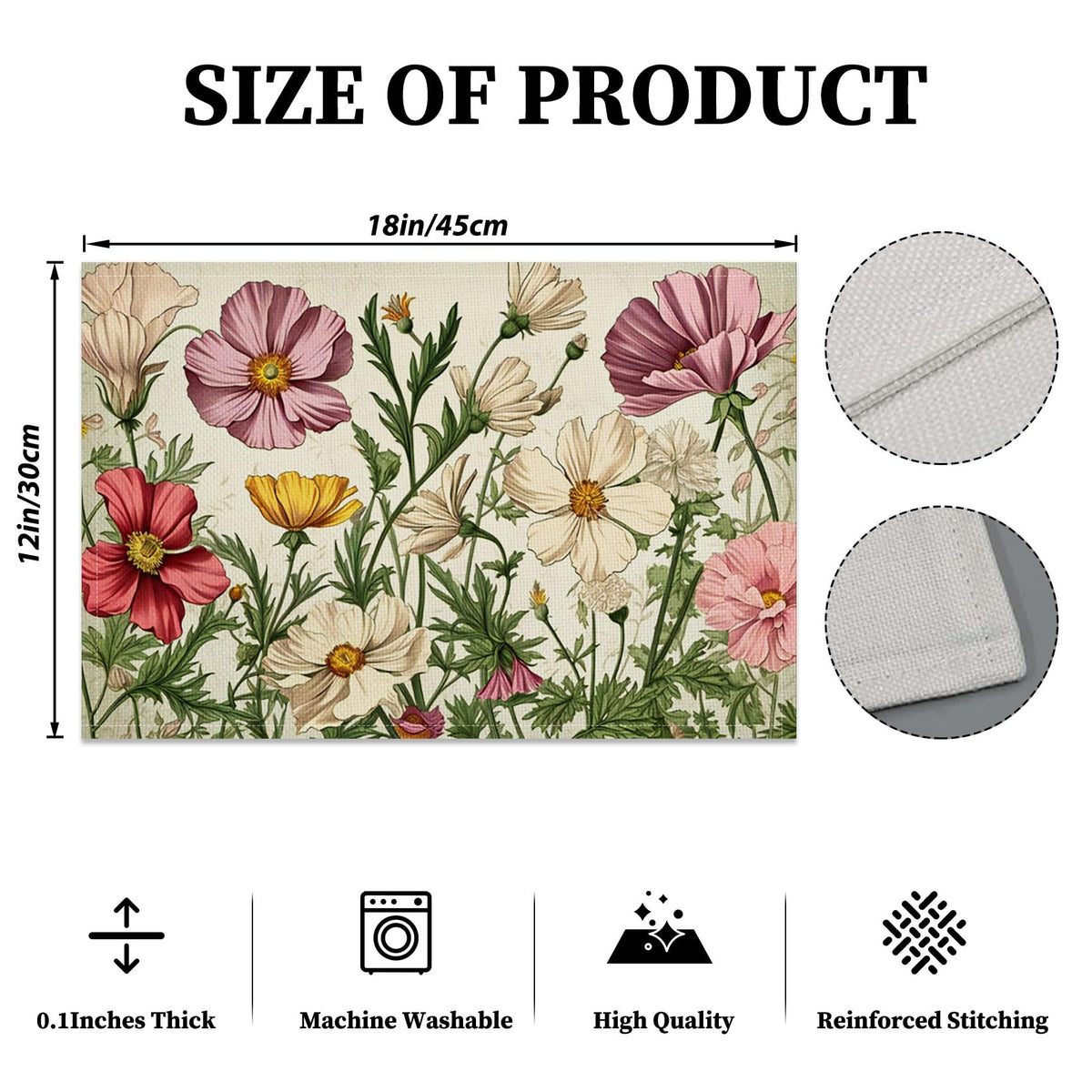 Floral Linen Placemats Set of 4 H356