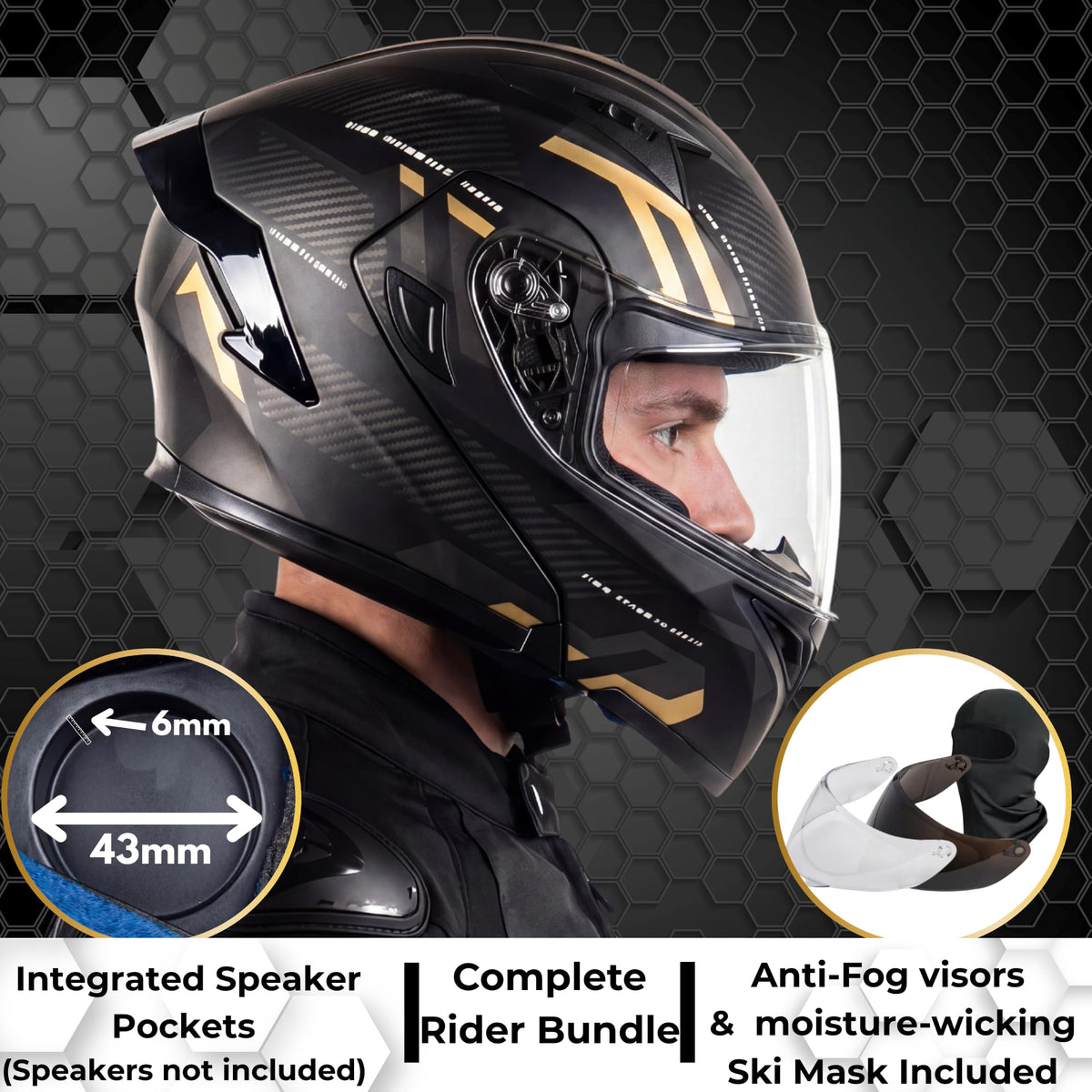 Modular Motorcycle Helmet DOT Approved Flip Up Dual Visor S77627