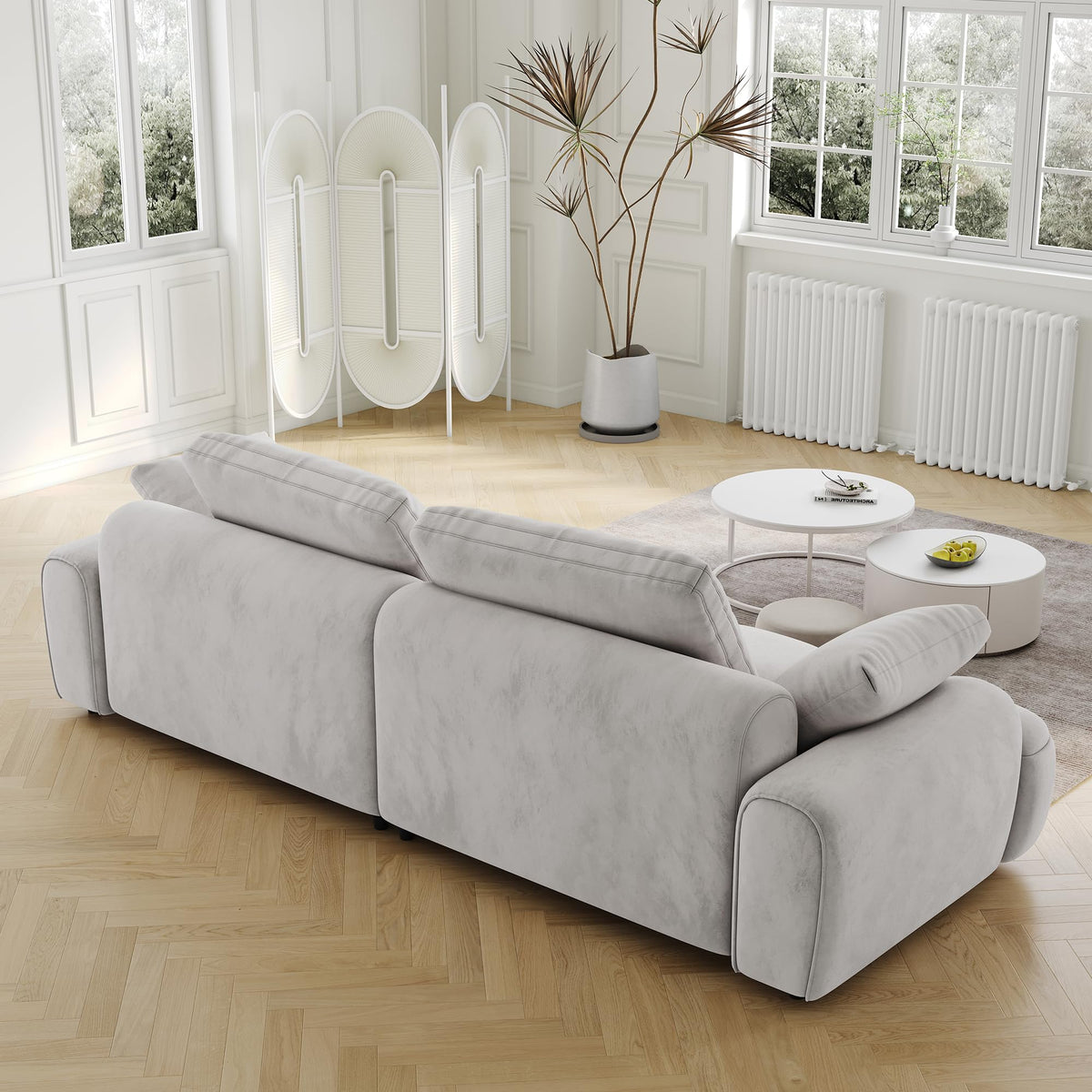 Light Gray Velvet Upholstered Sofa Bed F4261