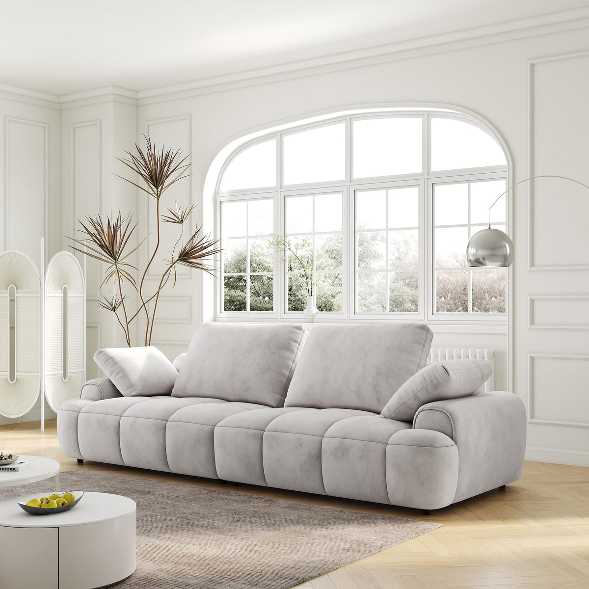 Light Gray Velvet Upholstered Sofa Bed F4261