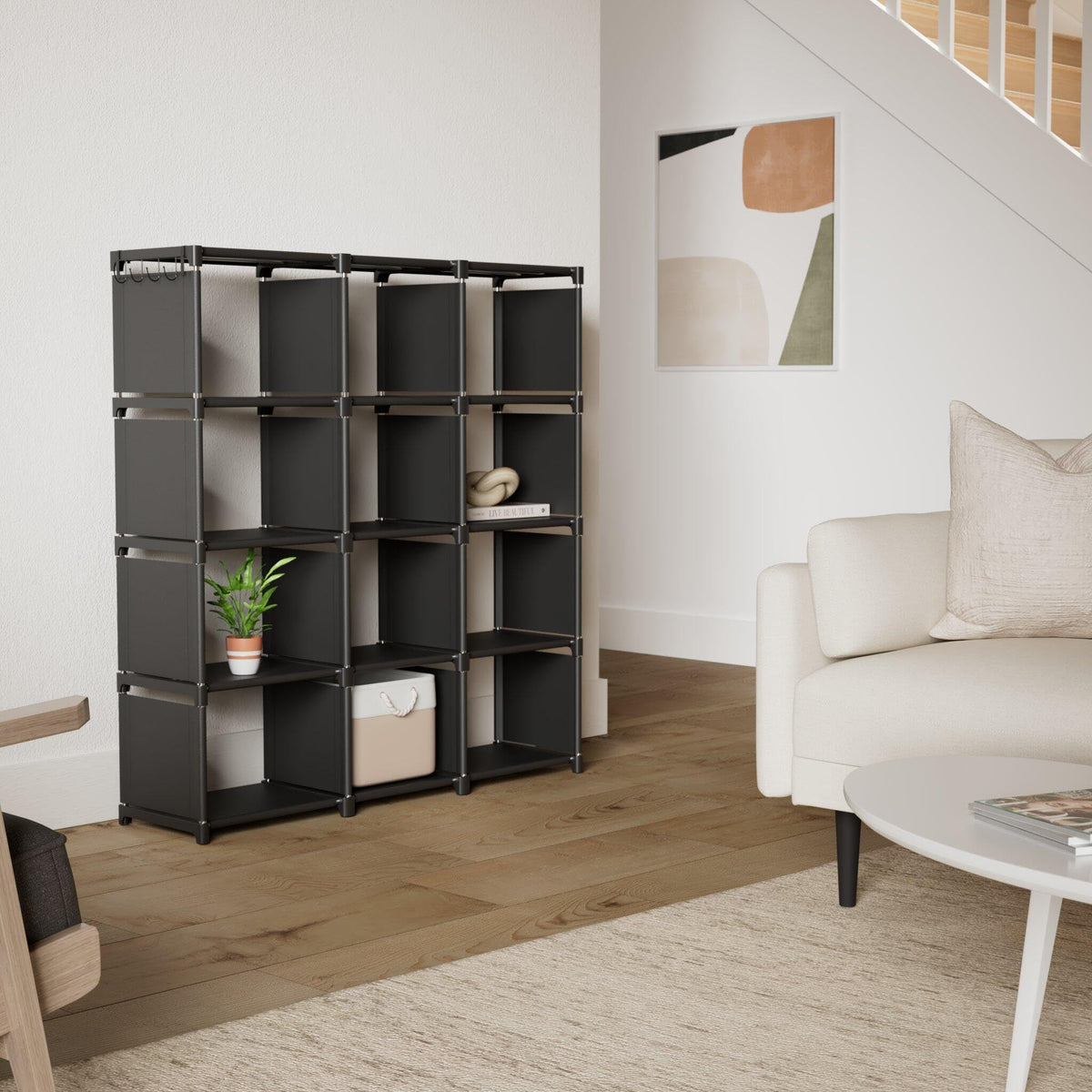 Black 12 Cube Metal Bookcase G781