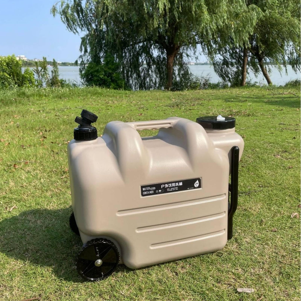Portable Water Container with Faucet, Wheels, Black O855