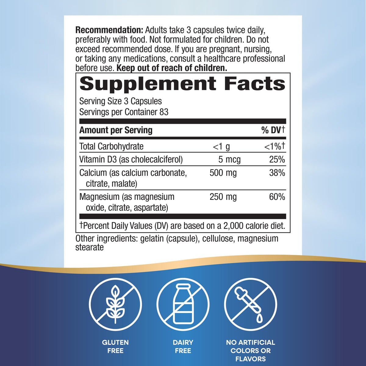 Calcium Magnesium & Vitamin D3 250 Capsules 2 Pack A59249