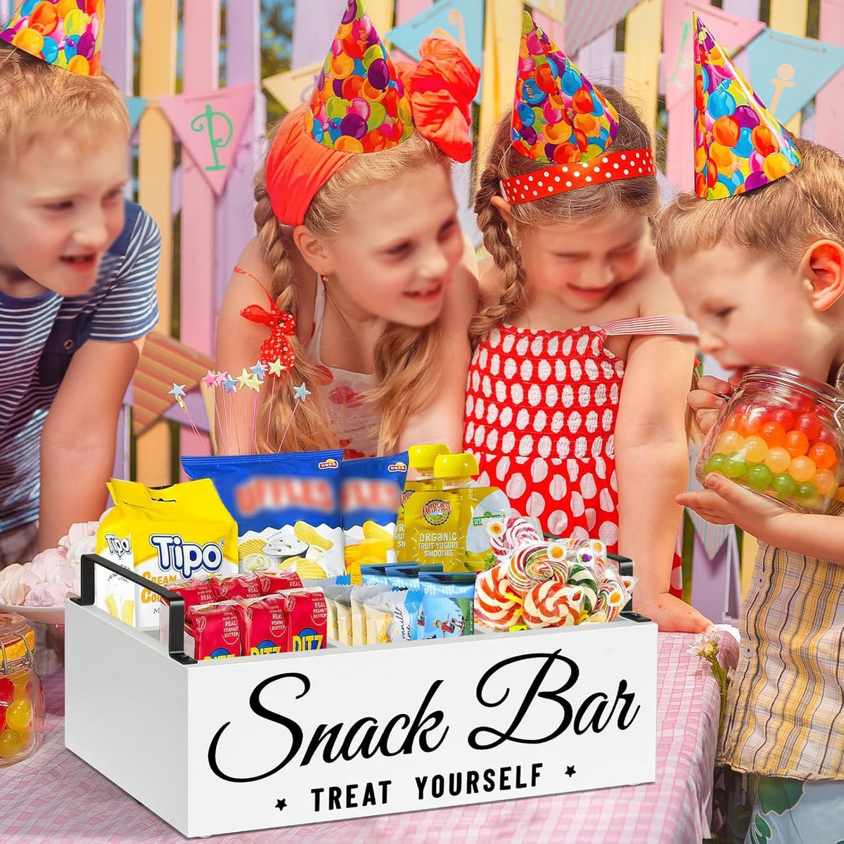 Wood 4 Compartment Snack Organizer D765364