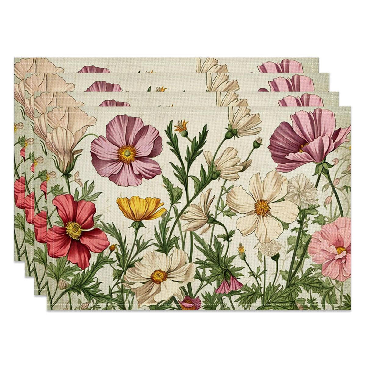 Floral Linen Placemats Set of 4 H356