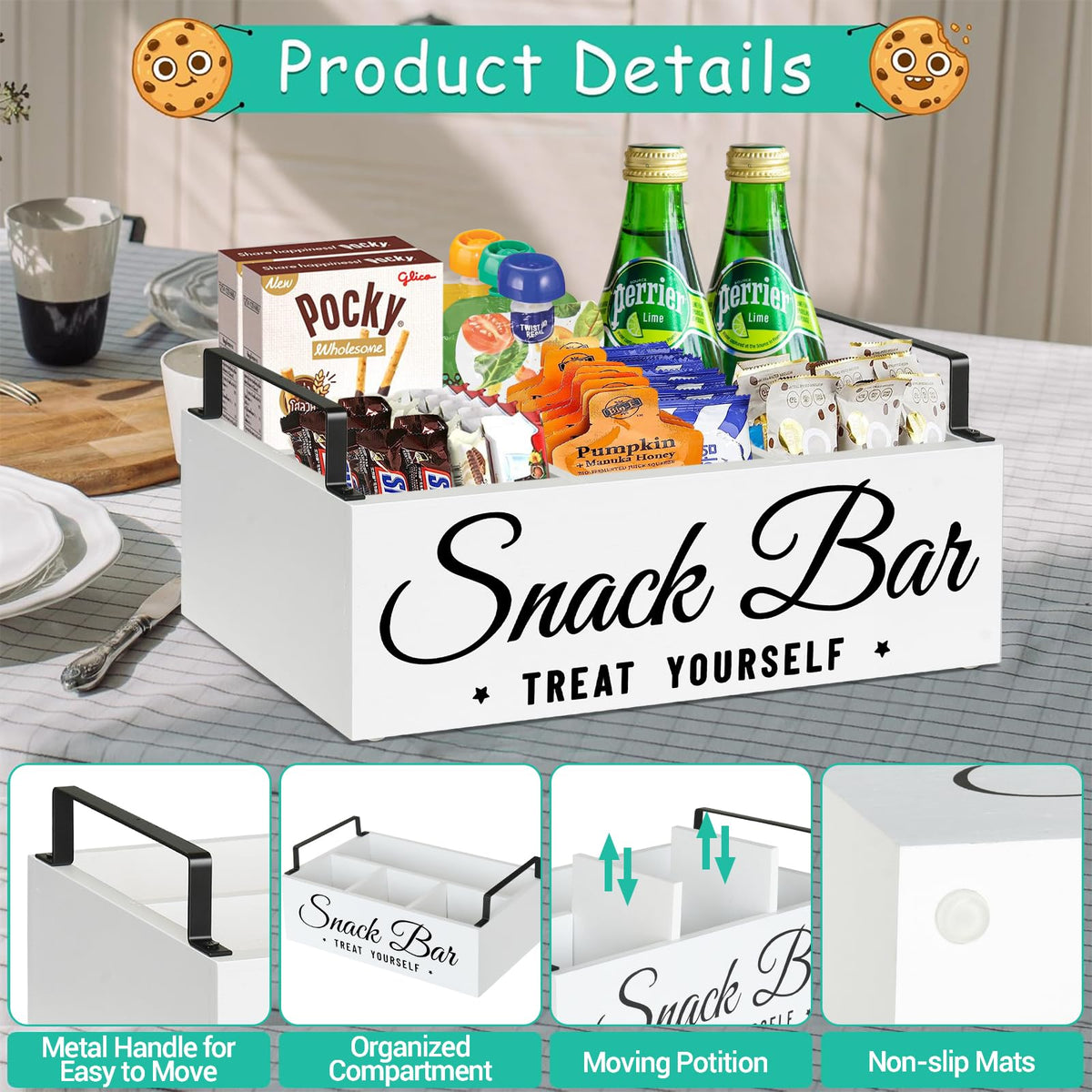 Wood 4 Compartment Snack Organizer D765364