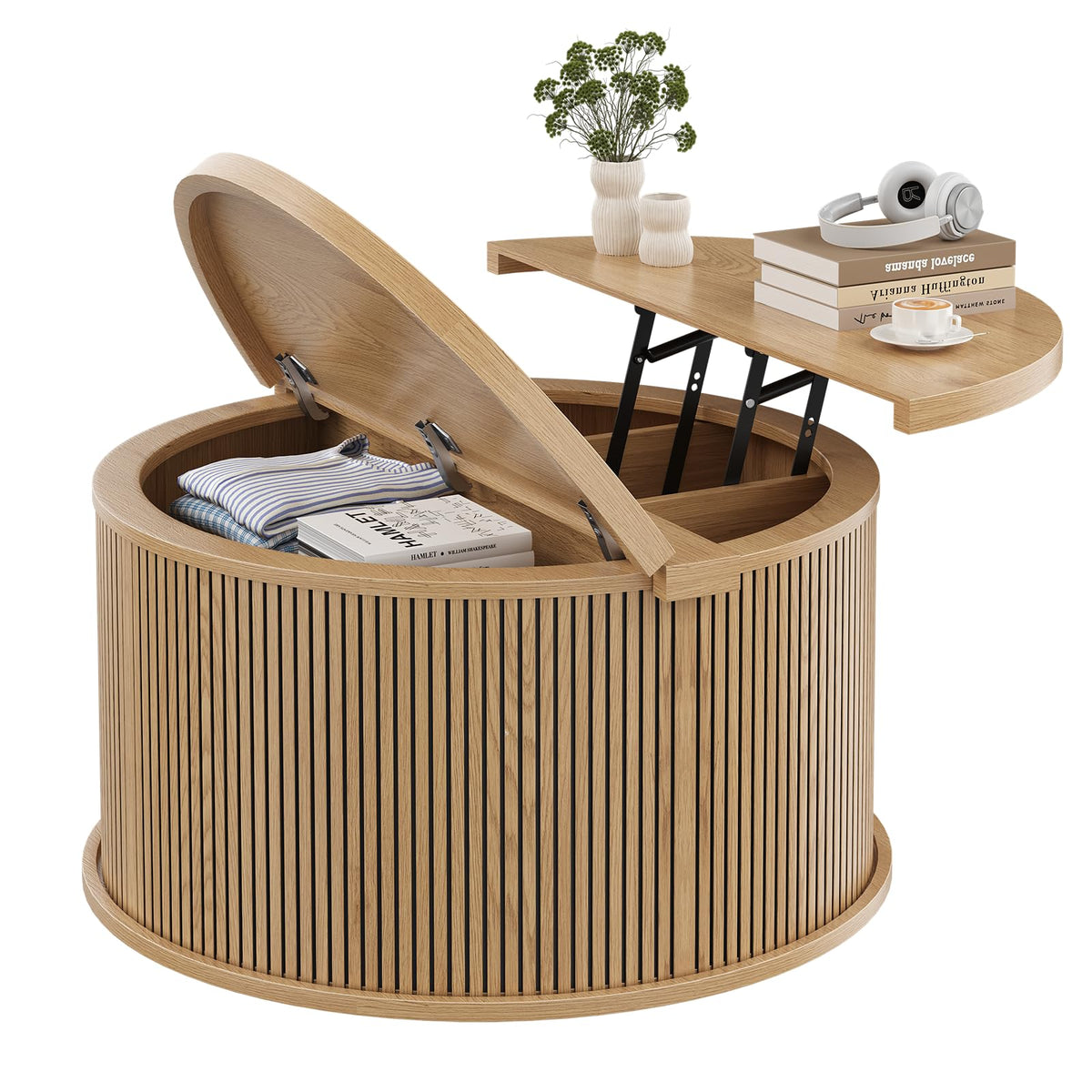 Round Lift Top Coffee Table with Storage T36057