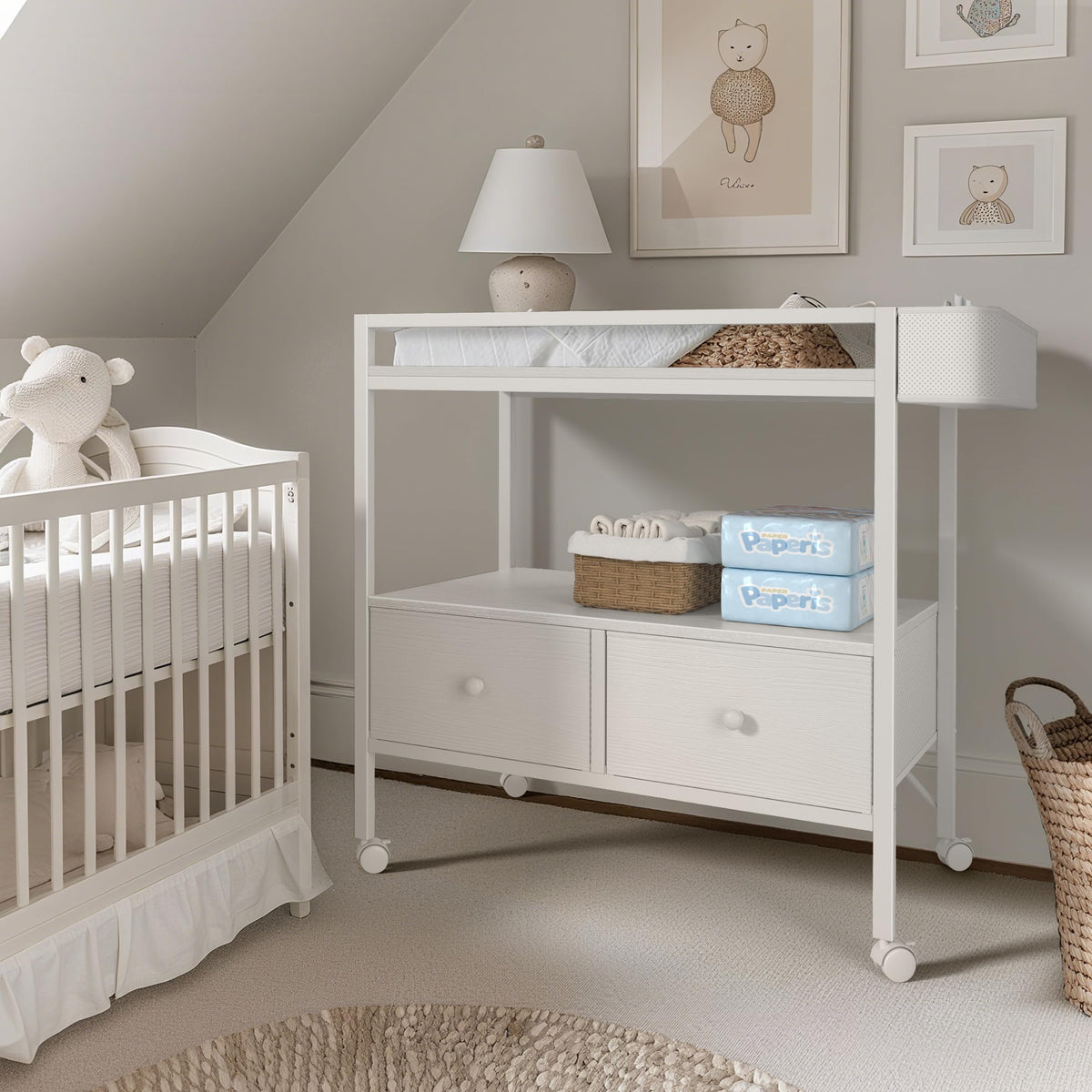 White Baby Changing Table with Storage O88196