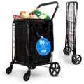 Large Folding Utility Shopping Cart with Removable Liner, 110 lb Capacity, Black H228