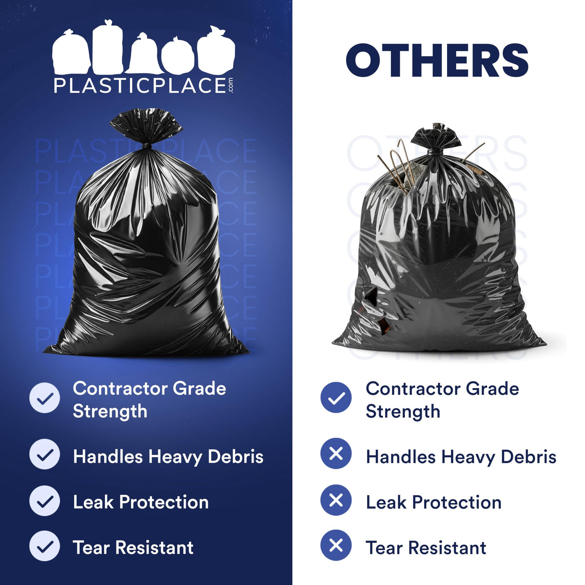 33 Gallon 3.0 Mil Black Heavy Duty Trash Bags 50 Count Z5708