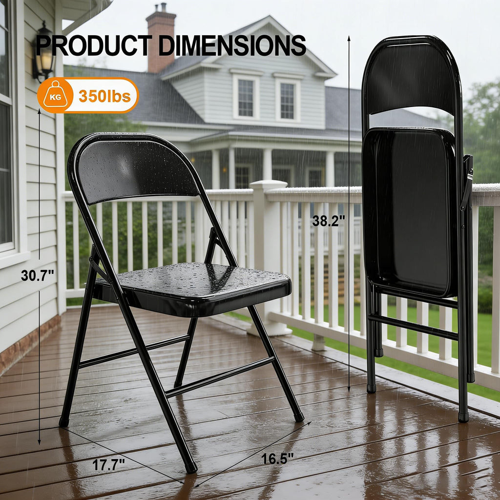 Black Heavy Duty Metal Folding Chairs 10 Pack I86650