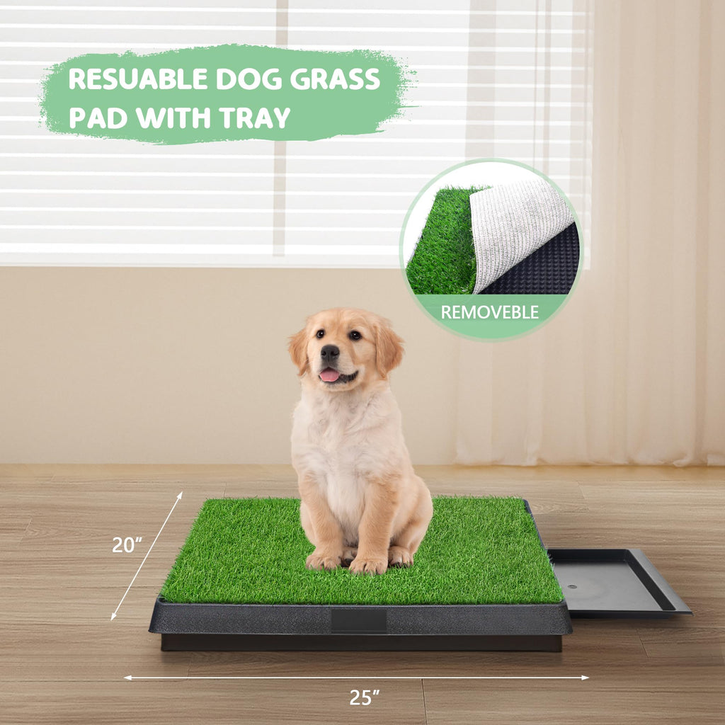25"×20" Washable Dog Grass Pad with Tray M563