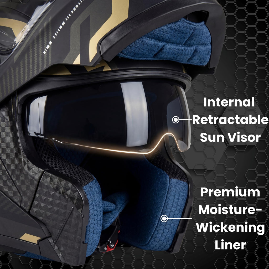 Modular Motorcycle Helmet DOT Approved Flip Up Dual Visor S77627