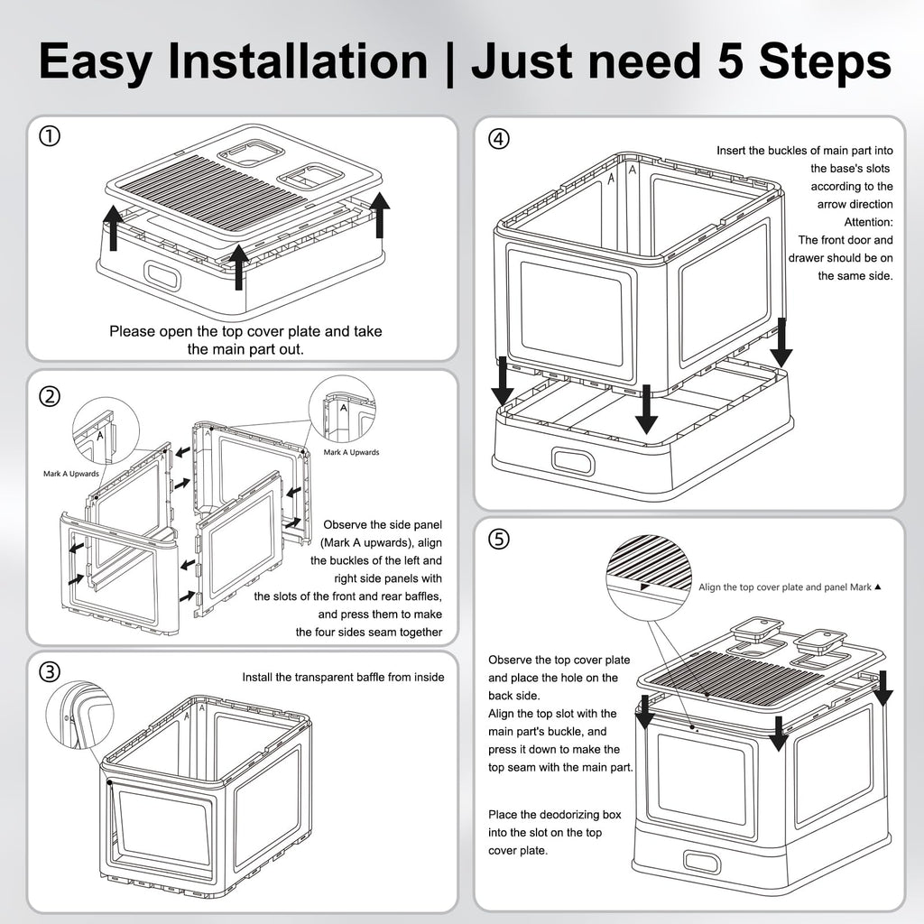 Enclosed Stainless Steel Cat Litter Box with Lid T99284