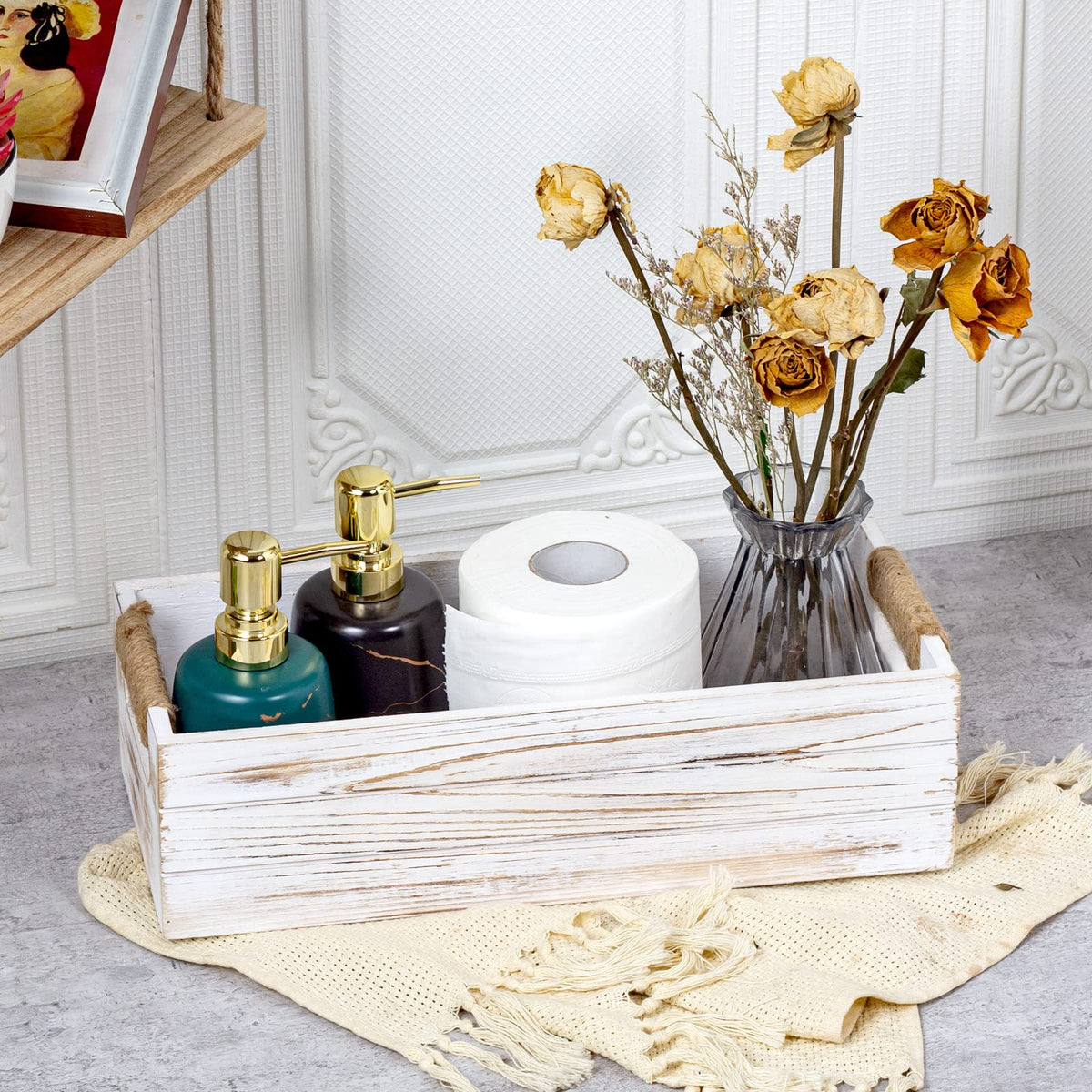 Rustic Wooden Toilet Paper Holder Q8779