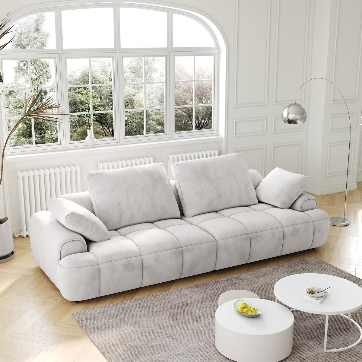 Light Gray Velvet Upholstered Sofa Bed F4261