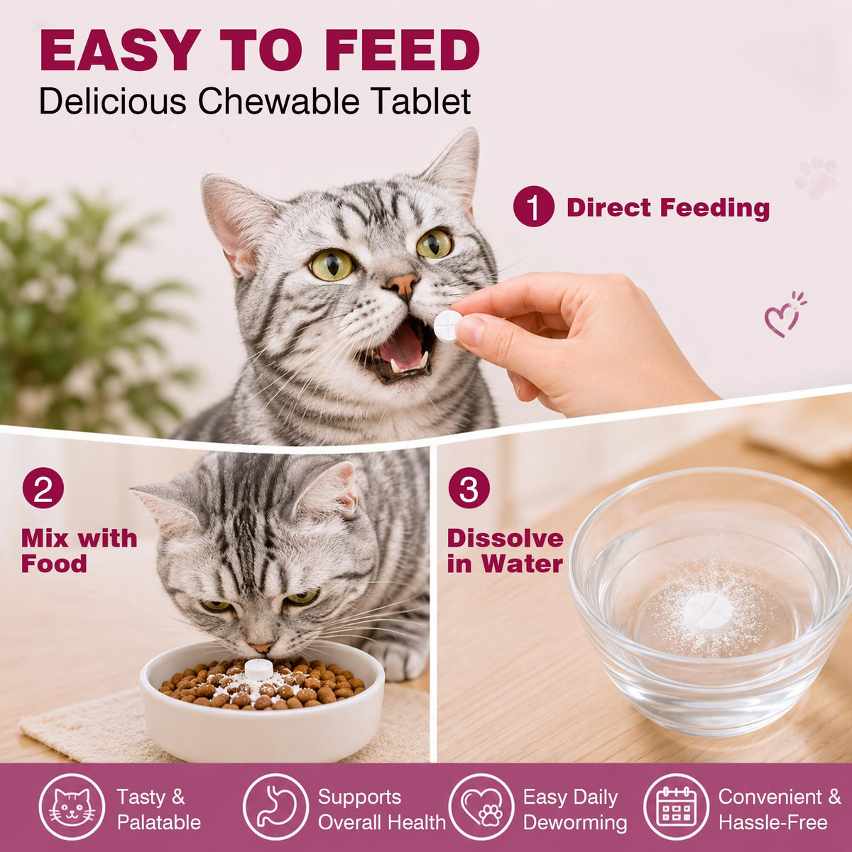 Broad-Spectrum Dewormer for Cats and Kittens, 12 Tablets F51969