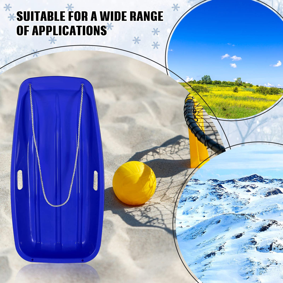 6 Pcs 35 in Plastic Snow Sled T31426