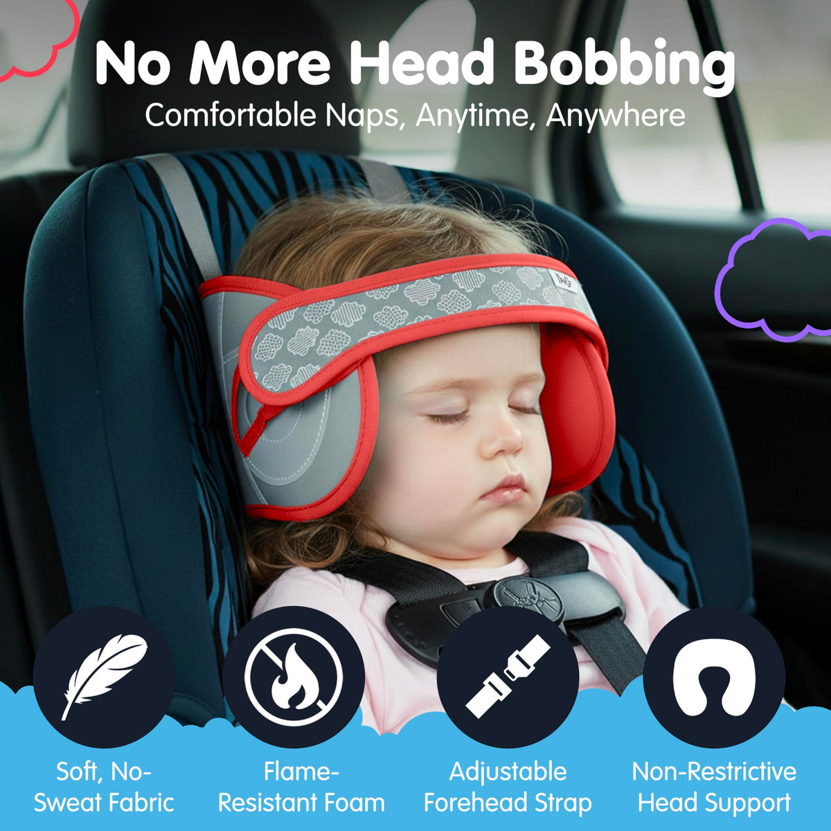 Car Seat Head Support for Toddler Red E1459