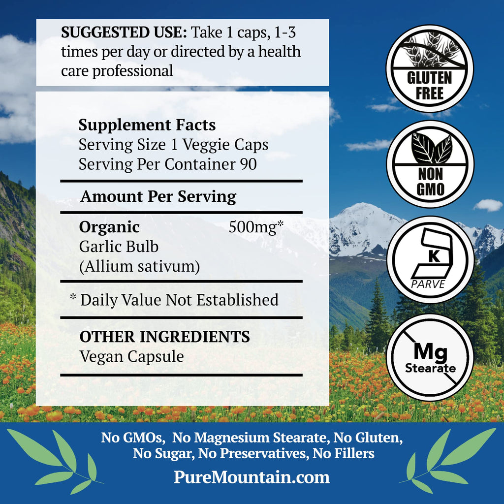 Garlic Capsules 500mg 90 Veggie Capsules Q86321