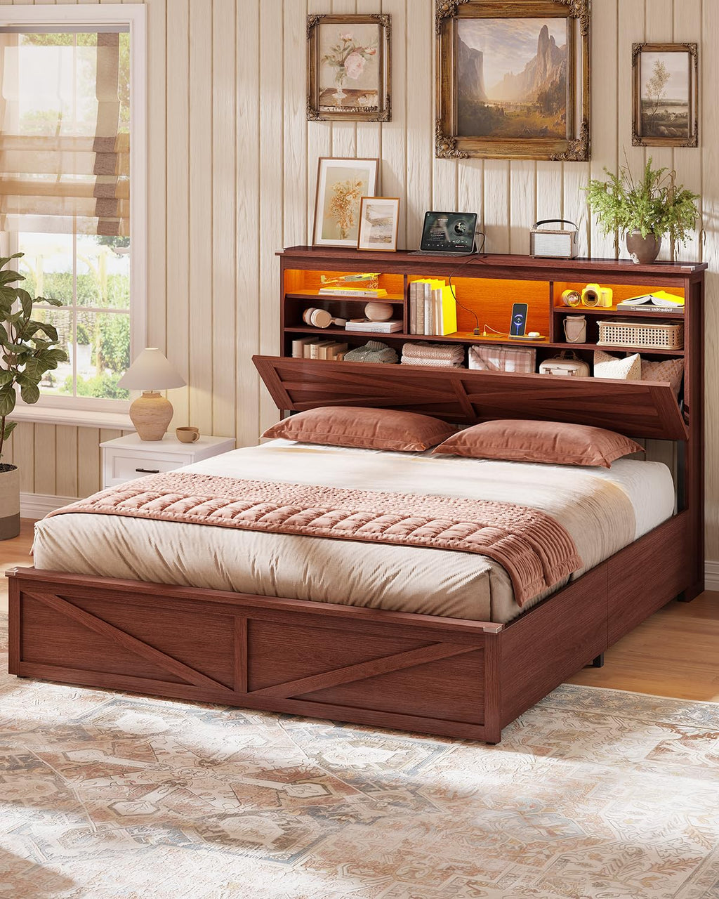 Queen Size Lift Up Storage Bed Frame M9505