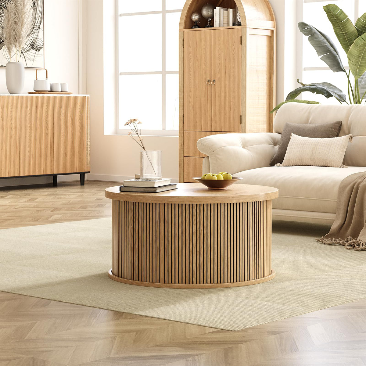 Round Lift Top Coffee Table with Storage T36057