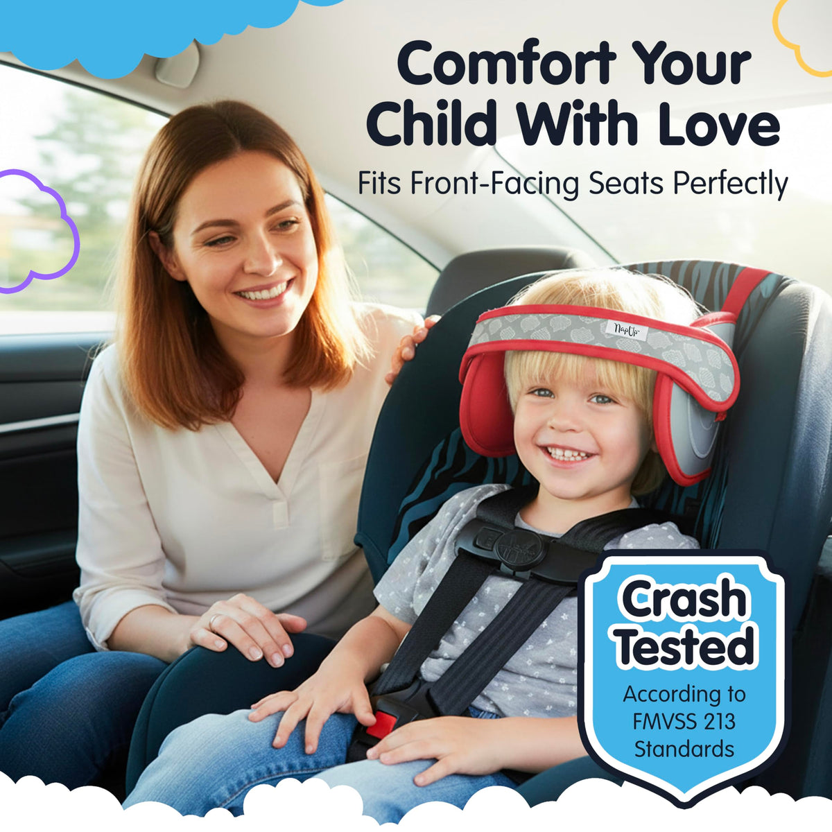 Car Seat Head Support for Toddler Red E1459