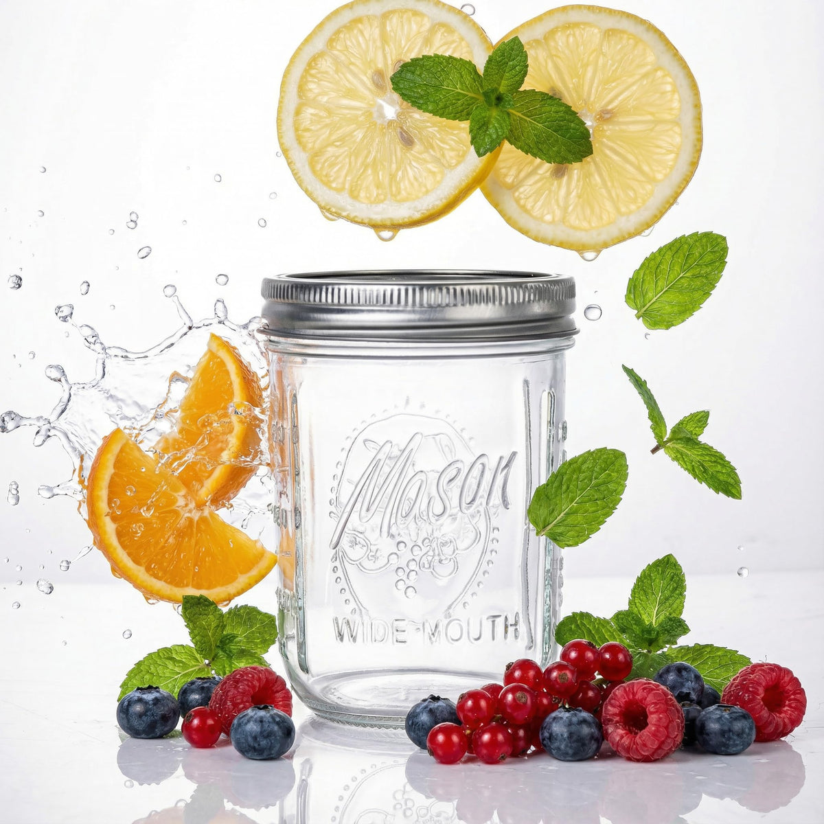 6-Pack 16 oz Wide Mouth Glass Mason Jars with Lids Z256