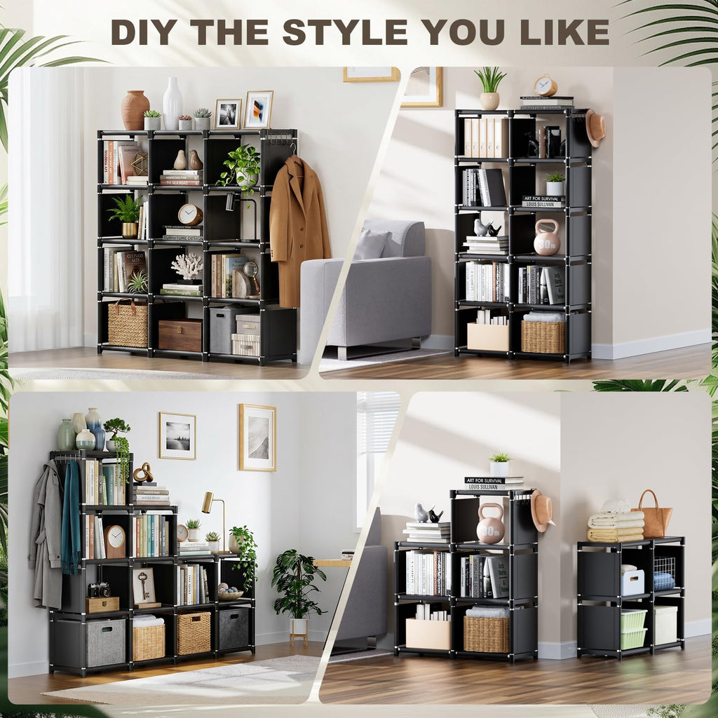 Black 12 Cube Metal Bookcase G781