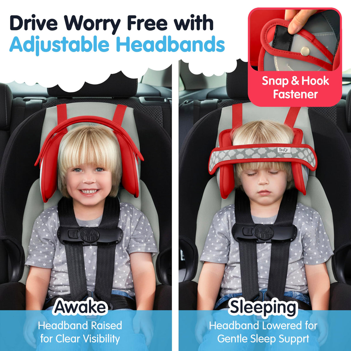 Car Seat Head Support for Toddler Red E1459