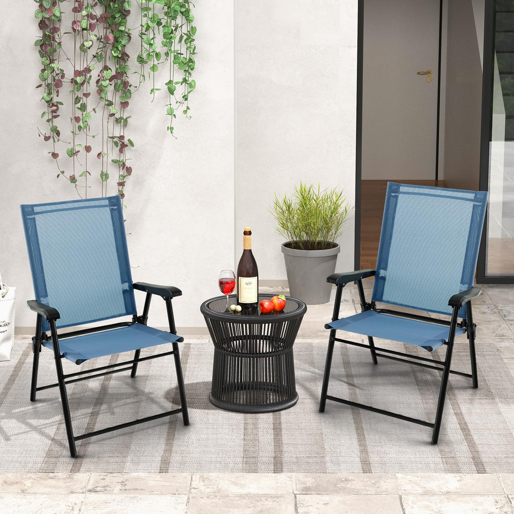 Blue Set of 2 Folding Sling Chairs I692061