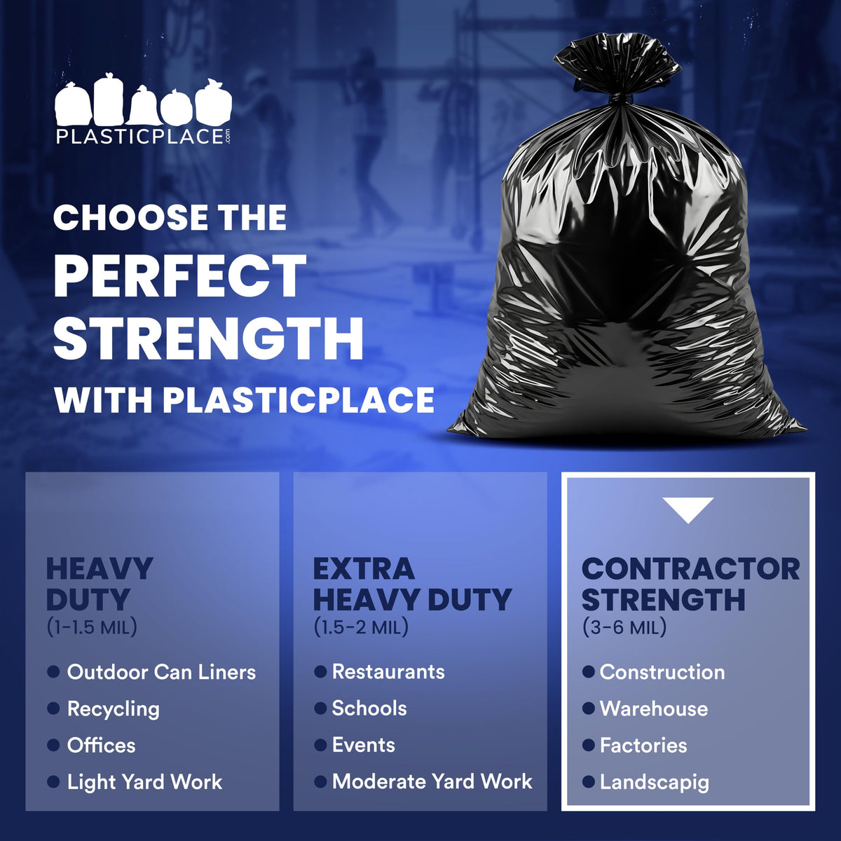 33 Gallon 3.0 Mil Black Heavy Duty Trash Bags 50 Count Z5708