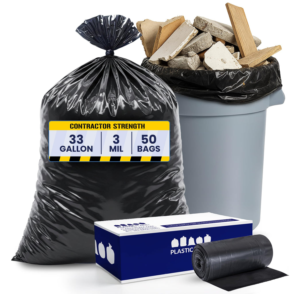 33 Gallon 3.0 Mil Black Heavy Duty Trash Bags 50 Count Z5708