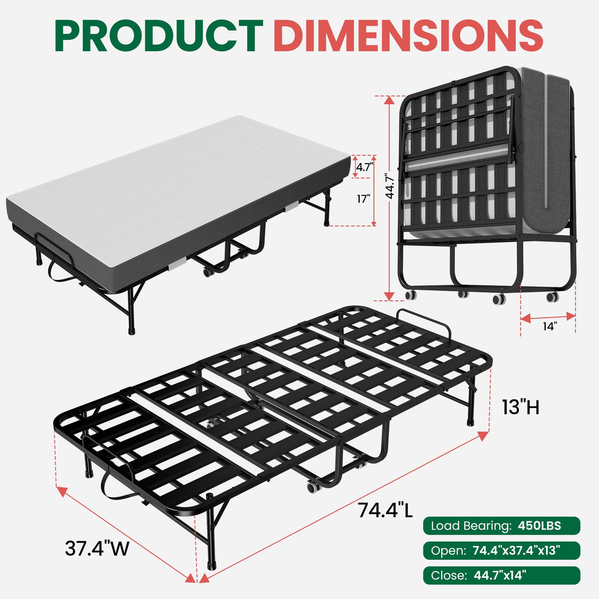 75"x38" Folding Bed L3732