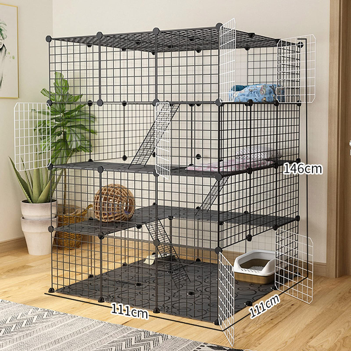 Metal Wire Small Animal Cage 111 * 111 * 146cm H531