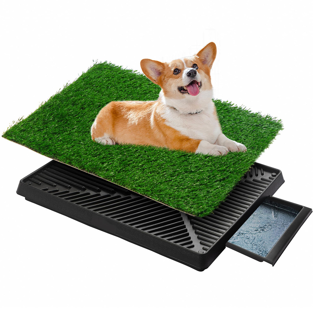 25"×20" Washable Dog Grass Pad with Tray M563