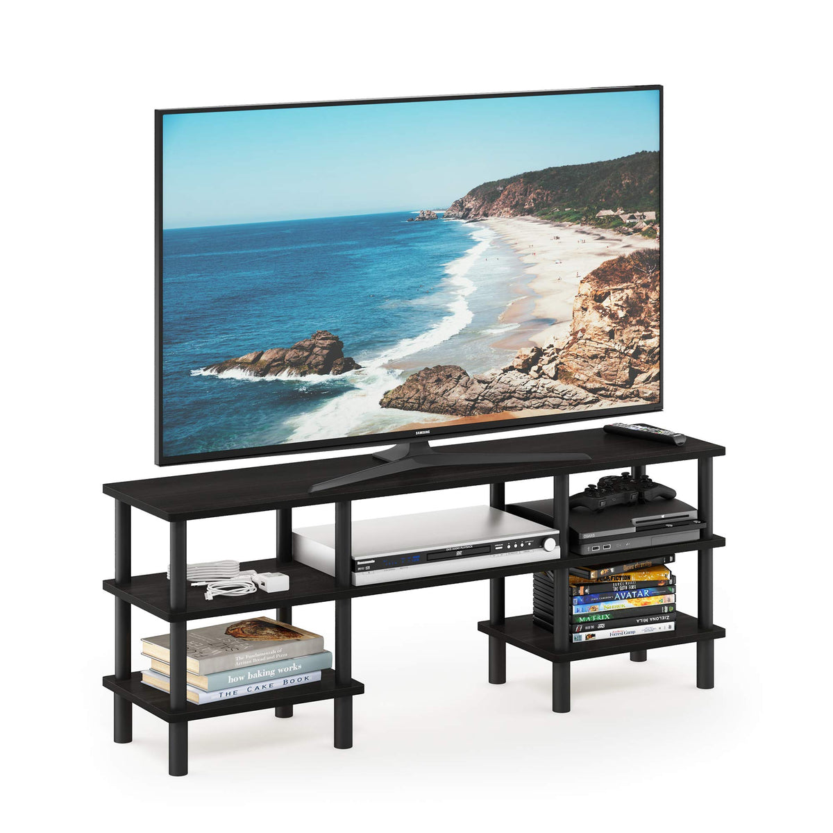 Black Espresso 3-Tier TV Stand O291149