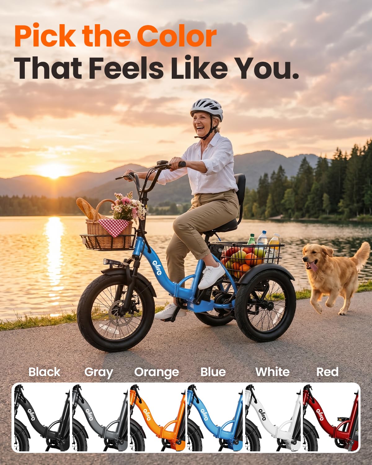 1200W Folding Electric Trike with Cargo Rack F561269