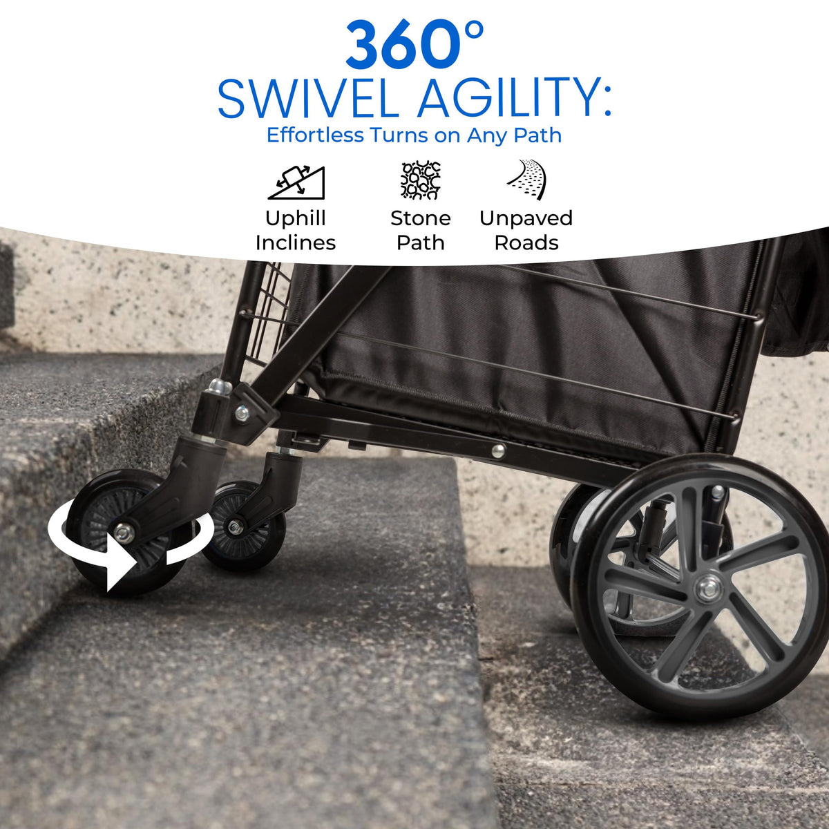 Large Folding Utility Shopping Cart with Removable Liner, 110 lb Capacity, Black H228