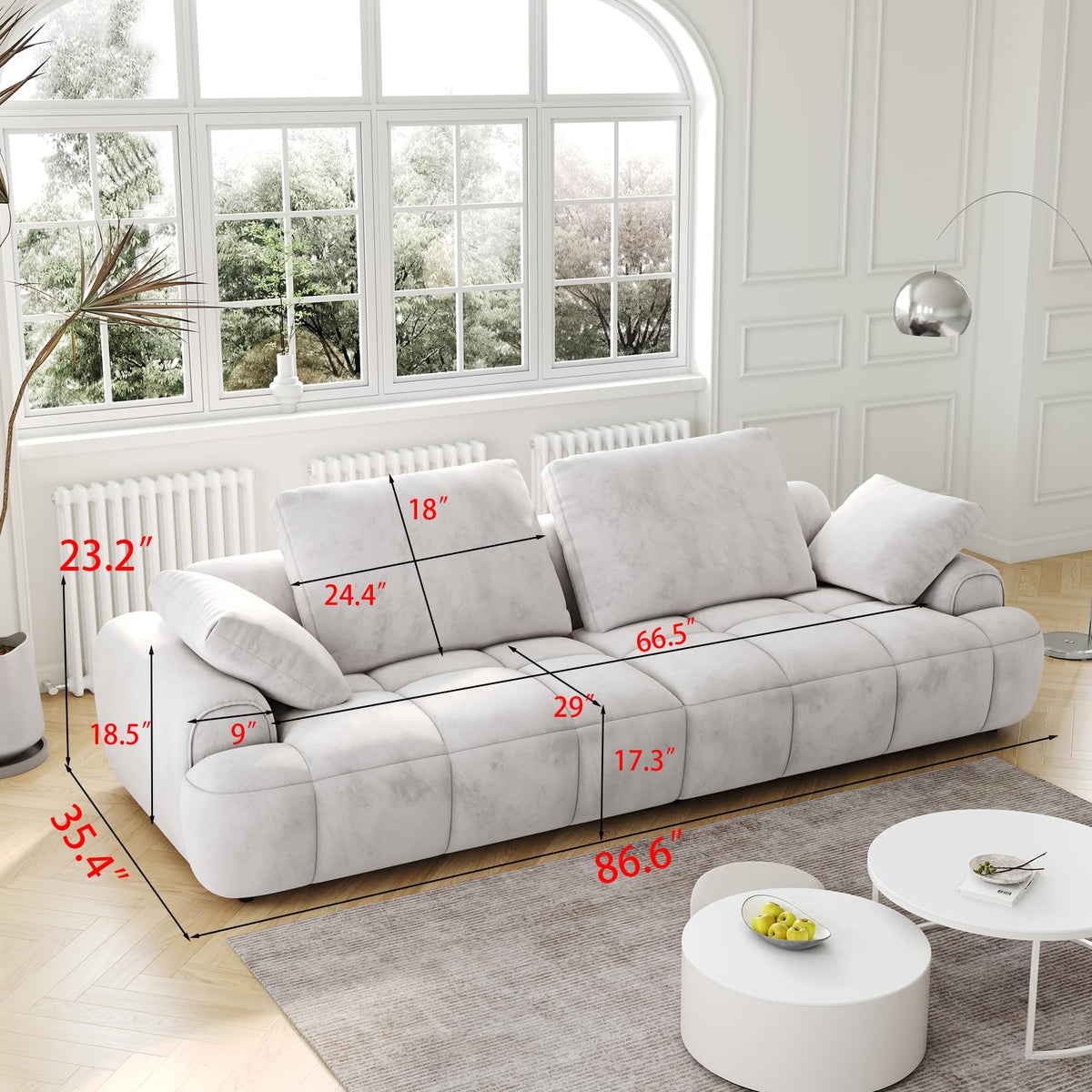 Light Gray Velvet Upholstered Sofa Bed F4261