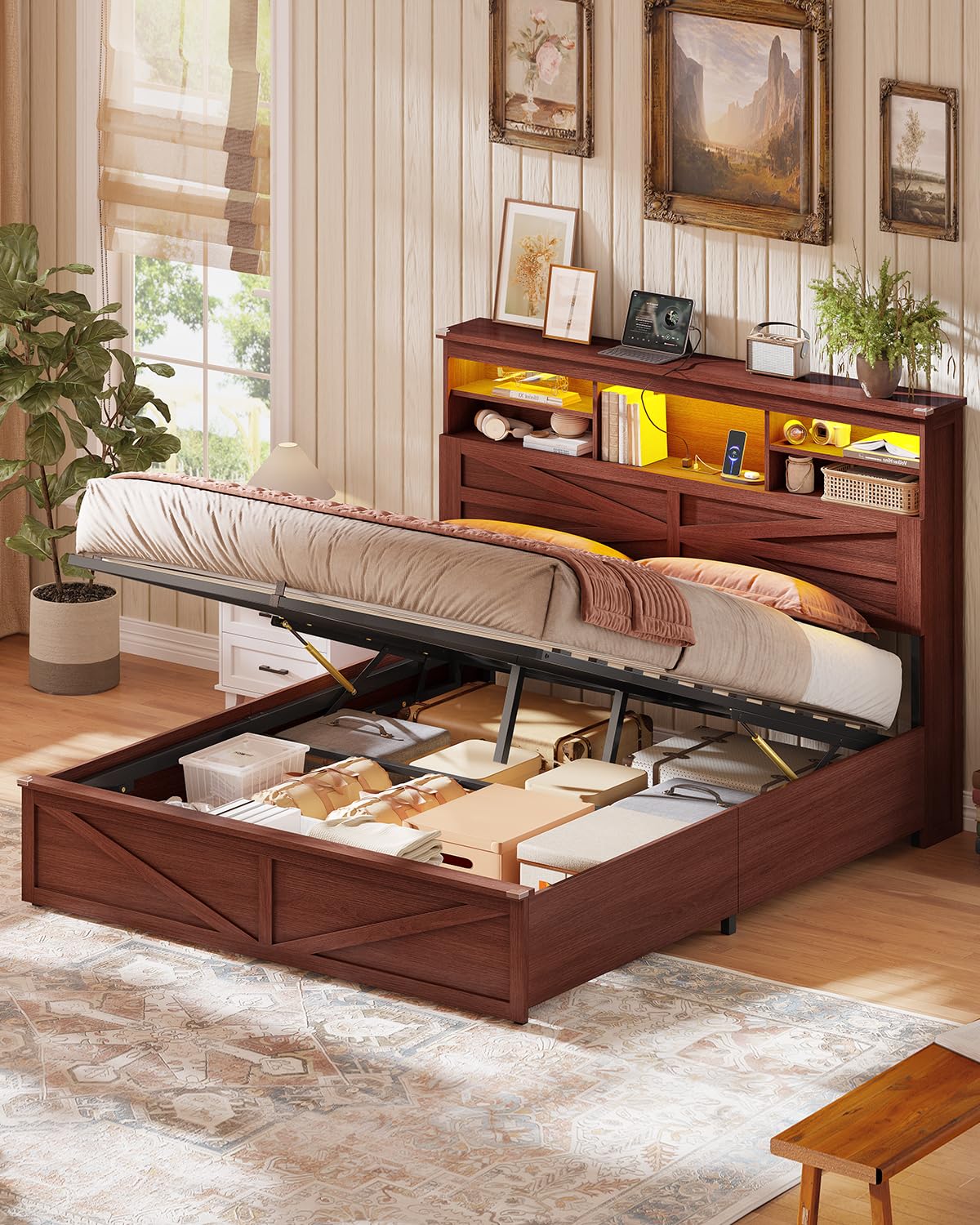 Queen Size Lift Up Storage Bed Frame M9505