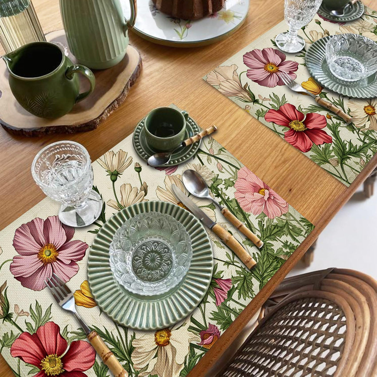Floral Linen Placemats Set of 4 H356