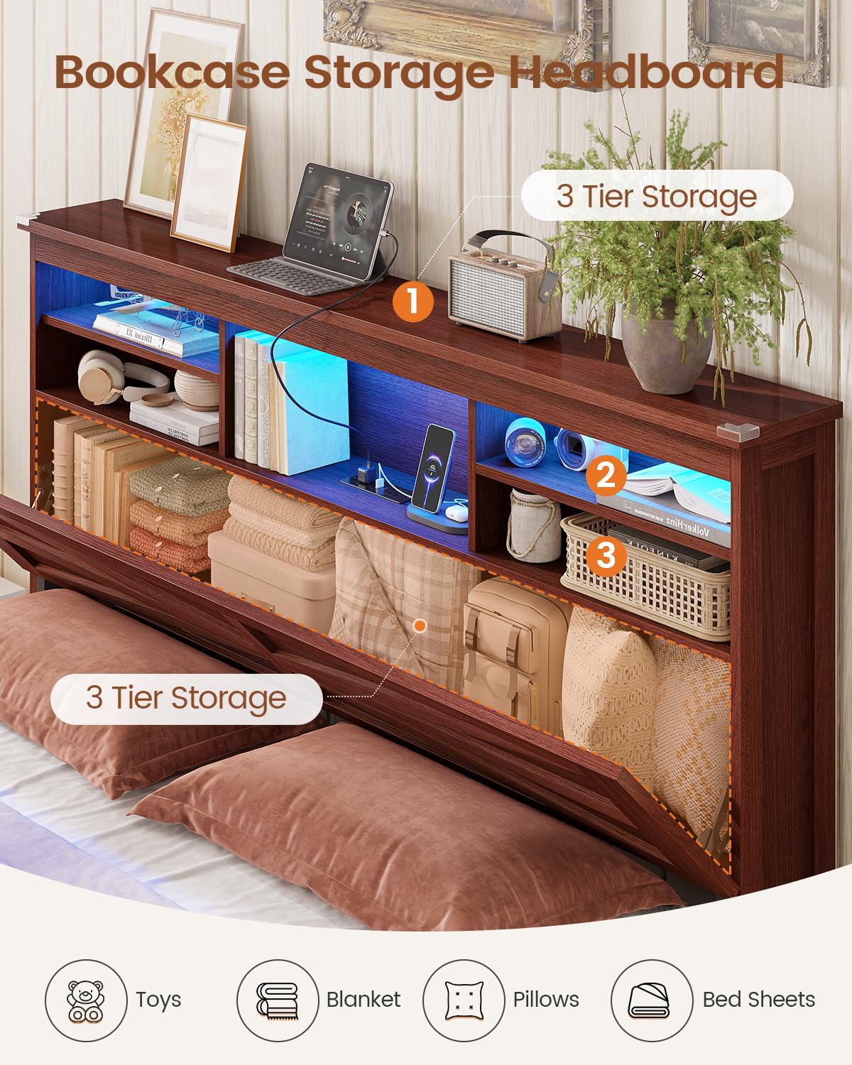 Queen Size Lift Up Storage Bed Frame M9505