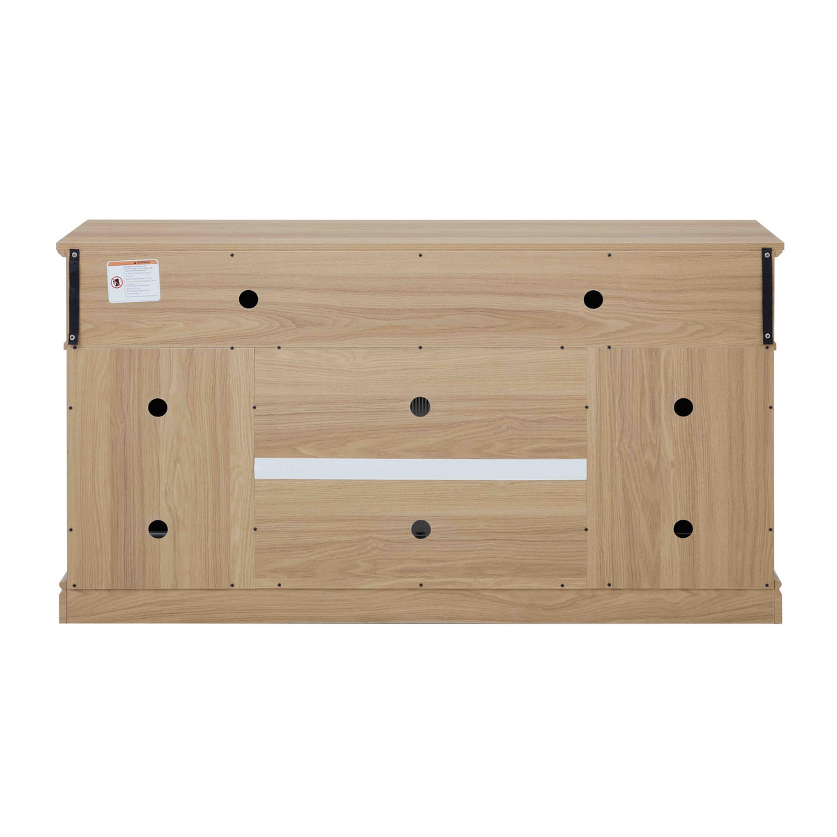 58 Inch Light Oak TV Stand with Sliding Doors F13876