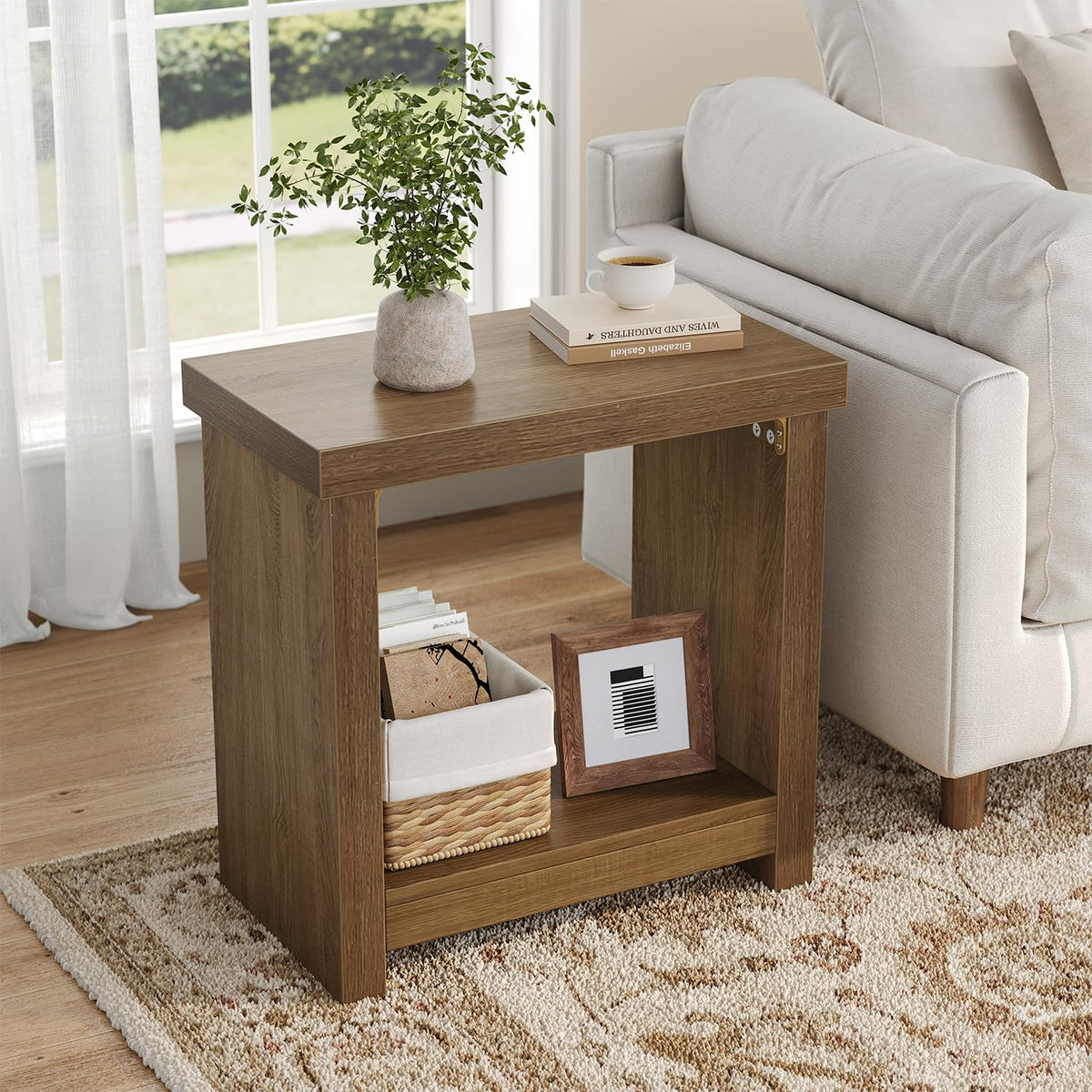 Brown Set of 2 End Tables with Storage Shelves F73552